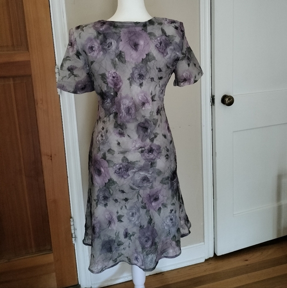 Vintage Dress Barn Whimsy Goth Elegant Gray And Purple Dress - Picture 3 of 5
